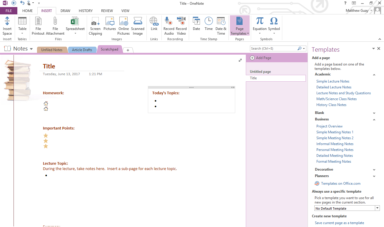 onenote group items together